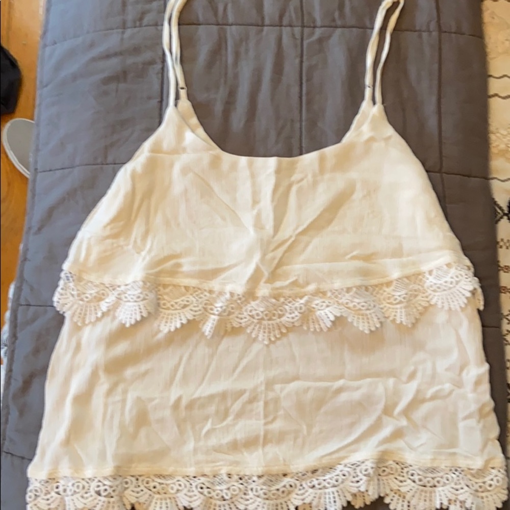 White ruffle tank top